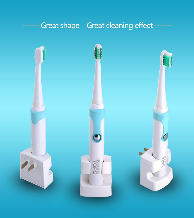 Kemei KM-907 Ultrasonic Electric Toothbrush Rechargeable IPX7 Waterproof -Blue
