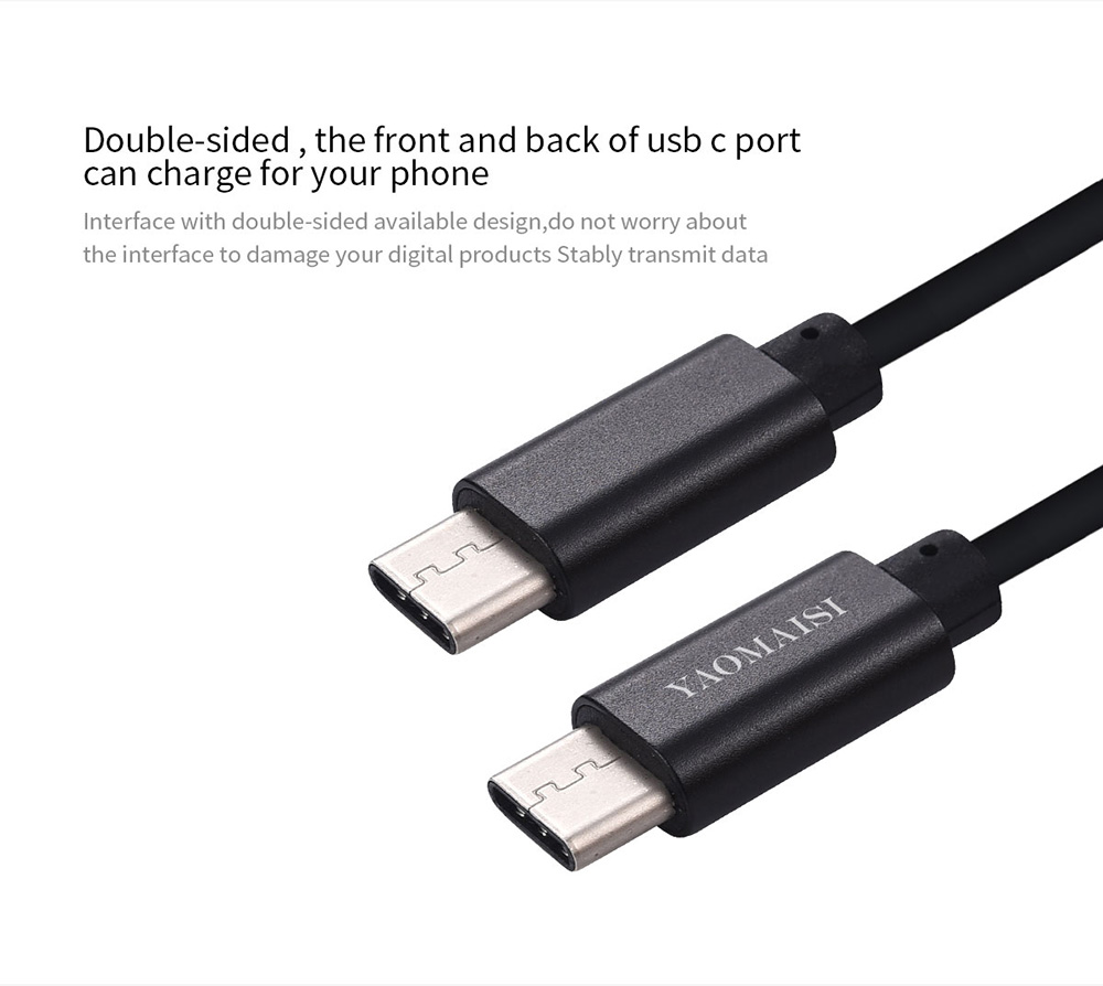Yaomaisi USB Type-C to Type-C 1m Data Charging Cable for Android Tablet PCs Smartphones - Black