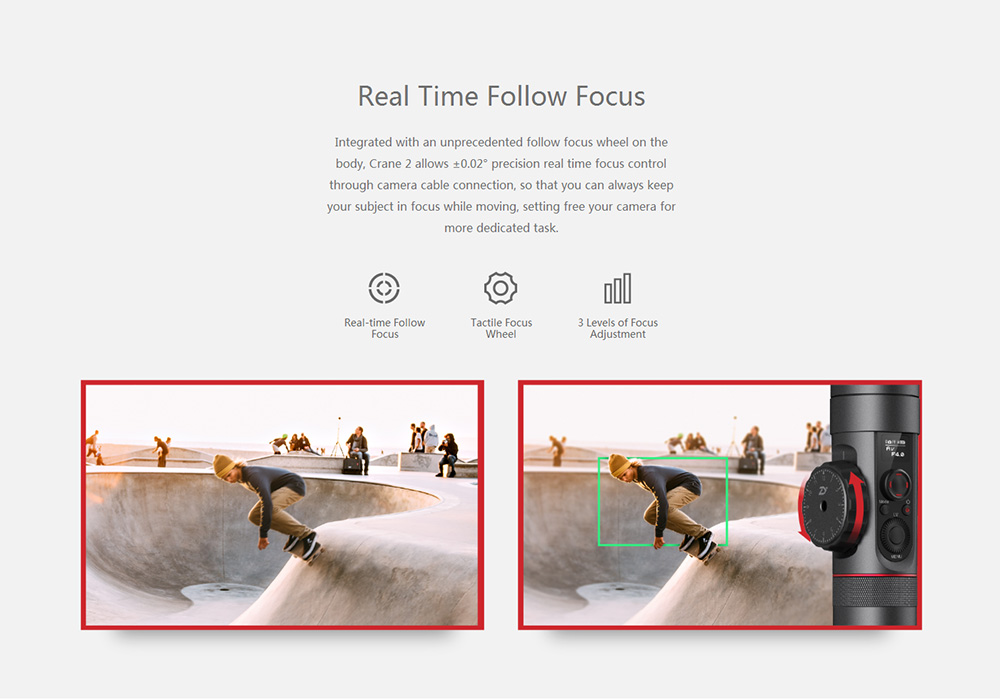 ZHIYUN Crane 2 3-Axis Brushless Handheld Stabilizer with Real-time Follow Focus - Black