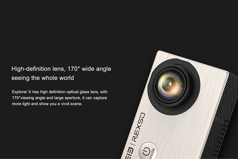 [HK Stock] Elephone REXSO Explorer X Allwinner V3 2.0 Inch Display Action Camera 4K 30FPS WiFi 170 Degree Wide Angle Diving Camera - Champagne Gold