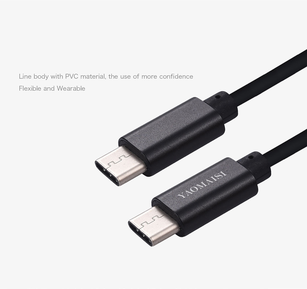 Yaomaisi USB Type-C to Type-C 1m Data Charging Cable for Android Tablet PCs Smartphones - Black