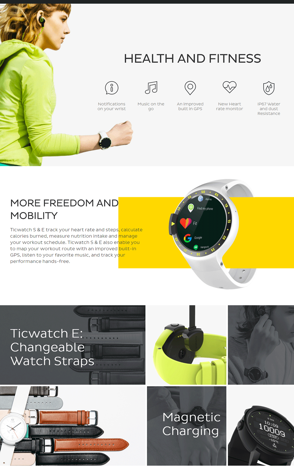Ticwatch S Sports Smartwatch 1.2" OLED Display Dual Core MTK 2601 Android Wear Bluetooth Music GPS WIFI Compatible with iOS Android - Knight