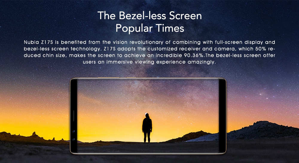 ZTE Nubia Z17S 5.73 Inch 4G LTE Smartphone Snapdragon 835 Octa Core 6GB 64GB Four Cameras Android 7.1 NFC Type-C 26W Flash Charge - Black Gold