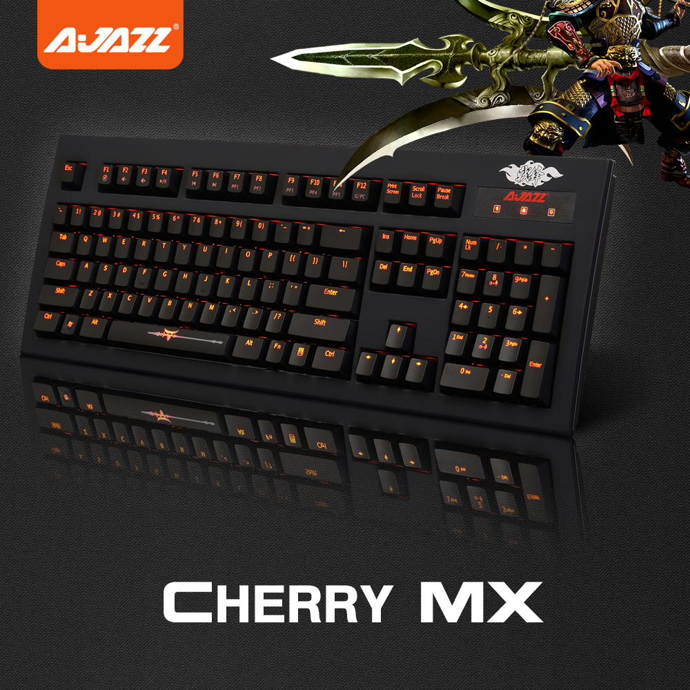 Ajazz Wired Mechanical Keyboard Cherry Blue Switch 104 Keys Anti-ghosting 5-key Programmable With Backlit - Black