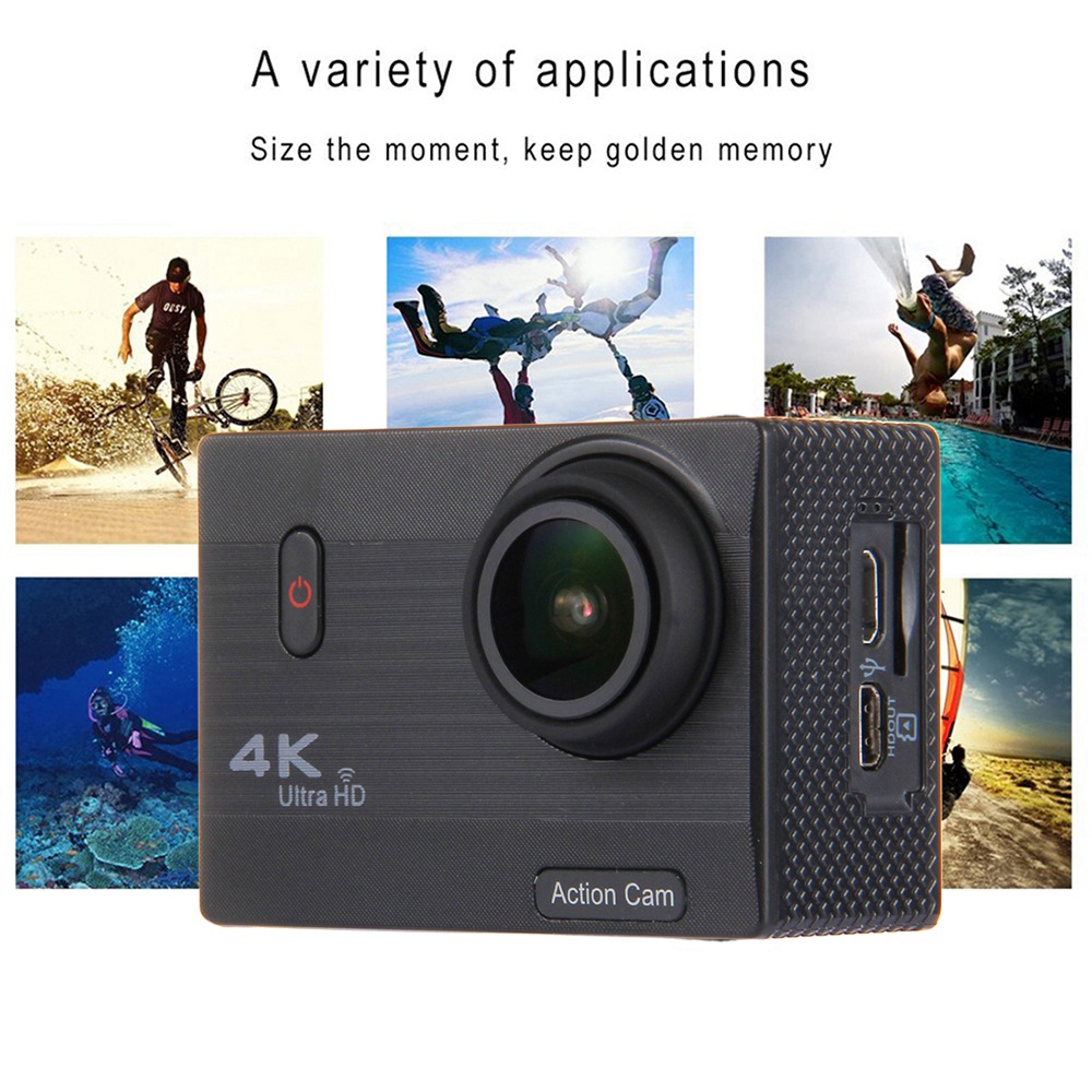 F69 Action NTK96660 Sony IMX078 2.0 Inch Display Action Camera 4k WiFi 170 Degree Wide Angle Waterproof Web Cam - Black