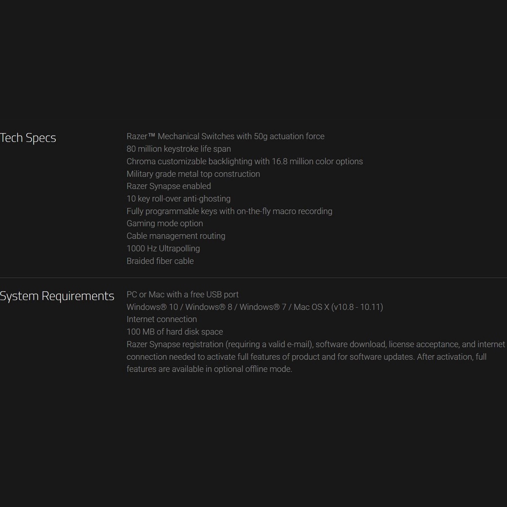 Razer BlackWidow X Chroma Clicky RGB Mechanical Gaming Keyboard Military Grade Metal Construction Razer Green Switch - Black