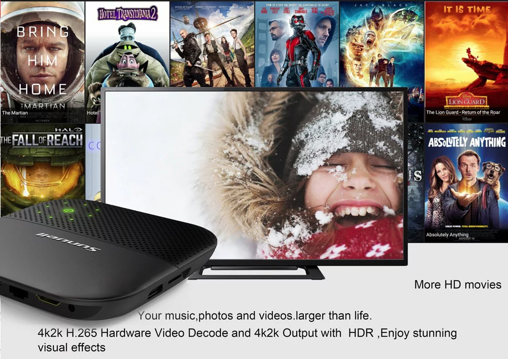 Sunvell T95V PRO Android 7.1 3GB DDR4 32GB eMMC Amlogic S912 KODI 17.1 4K TV BOX 2.4G/5G WIFI Bluetooth Gigabit LAN HDMI - Black