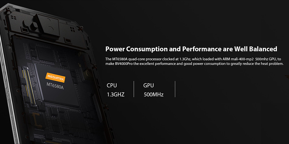 [HK Stock]Blackview BV4000 Pro 4.7 Inch Smartphone IP68 waterproof Corning Gorilla Glass Screen 2GB 16GB Dual 8.0MP Rear Cam MT6580A Quad Core Android 7.0 - Black