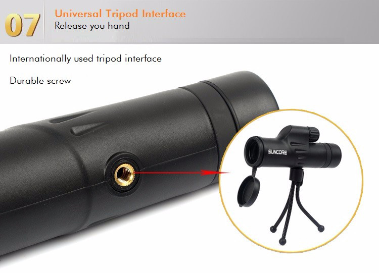 SUNCORE 10014 8x30 Monocular Telescope With Tripod Waterproof BAK-4 Prisms Clear Vision - Black