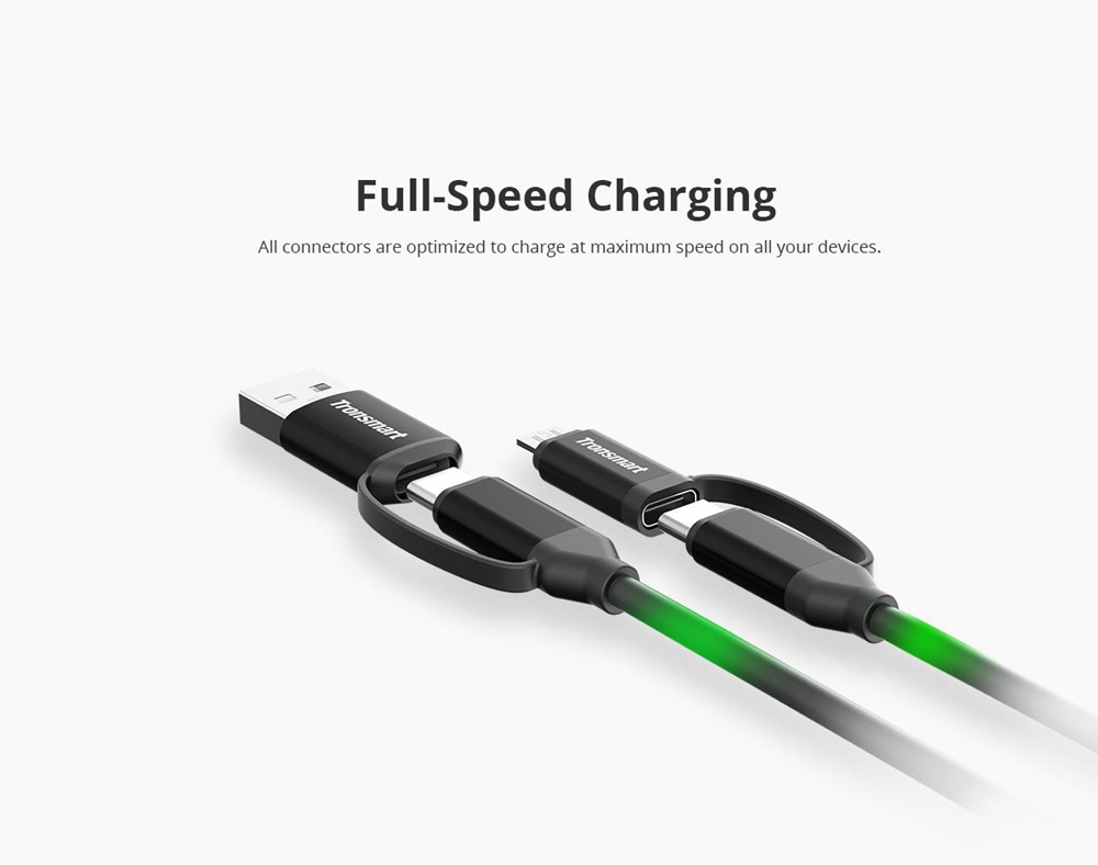 Tronsmart C4N1 4-in-1 Type-C Cable Built-in Micro USB & USB 2.0 Adaptors for Samsung Galaxy Google Pixel/Pixel XL and Other USB Type-C Compatible Devices