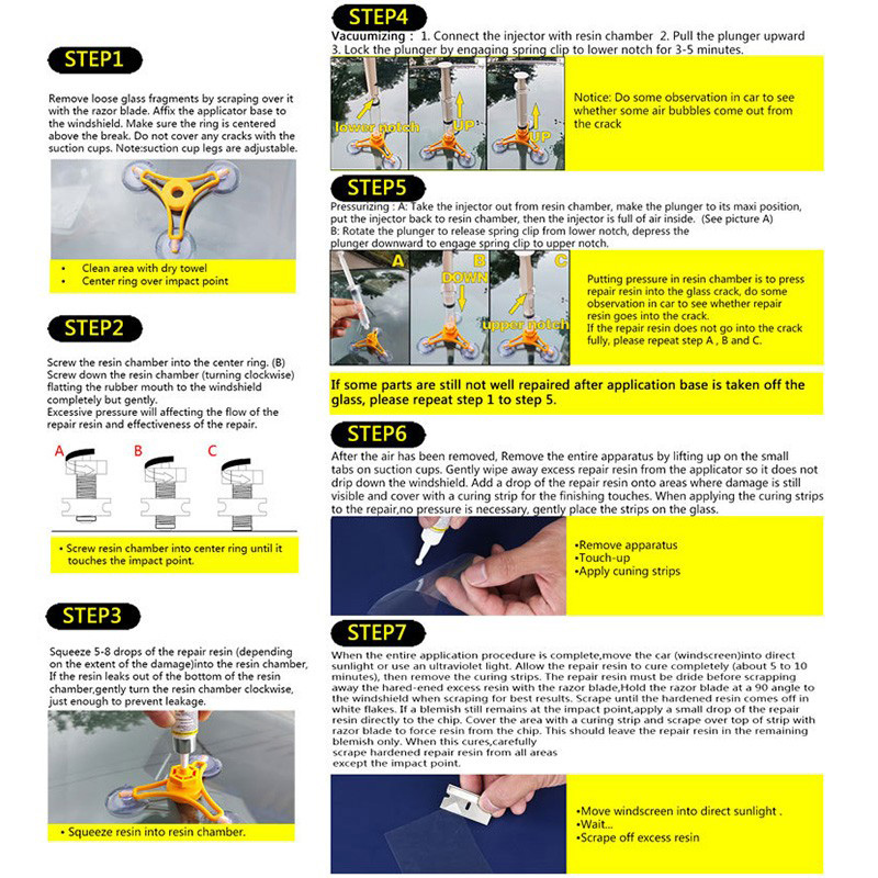 Car Windshield Repair Kit DIY Car Window Repair Tools Glass Scratch Windscreen Crack Restore Window Screen Polishing - Orange