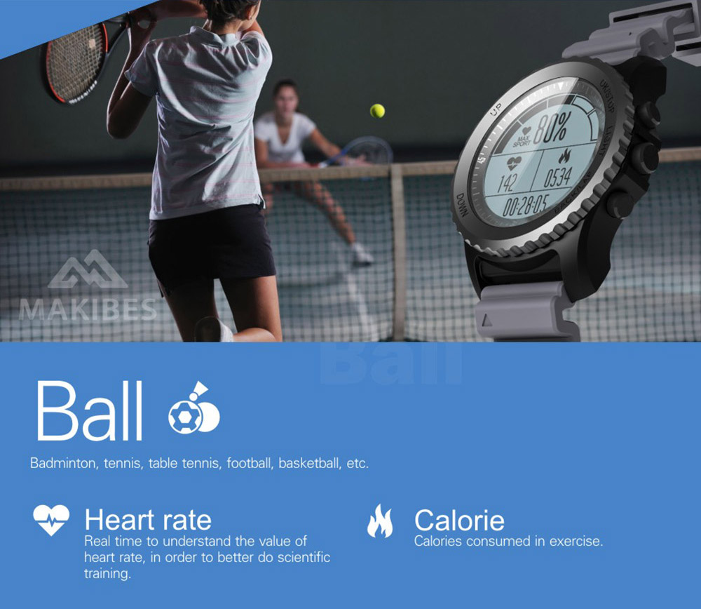 Makibes G07 IP68 Water Resistant Smart Sport Watch GPS Nordic4.0 IOS8 Android4.3 GPS Fitness - Black