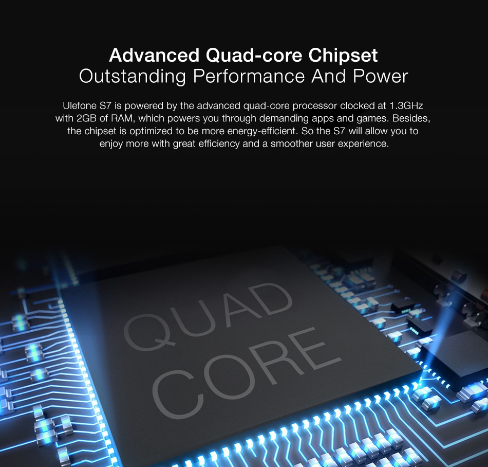 [HK Stock]Ulefone S7 5.0 Inch Smartphone HD Screen Dual Rear Camera 8GB MT6580A Quad Core Android 7.0 2500mAh Battery - Black