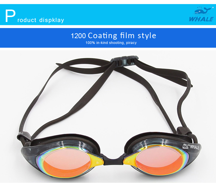 Whale Swimming Goggles Anti-fog UV Protection Wide Angle View Mirror Coating For Competition - Pink