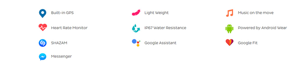 Ticwatch S Sports Smartwatch 1.2" OLED Display Dual Core MTK 2601 Android Wear Bluetooth Music GPS WIFI Compatible with iOS Android - Knight