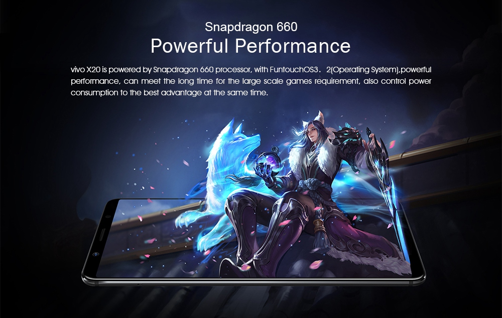 vivo X20 6.01 Inch 4G LTE Smartphone 12.0MP Dual Rear Camera Full Screen 4GB 64GB Snapdragon 660 Octa Core Android 7.1 Touch ID - Gold