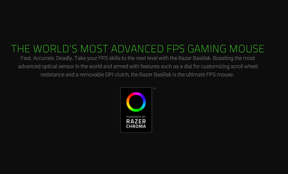[HK Stock] Razer Basilisk Wired Gaming Mouse Chroma Enabled RGB FPS 16000 DPI Customizable Scroll Wheel Resistance - Black
