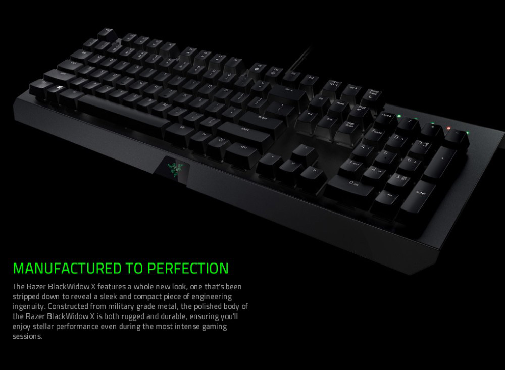 Razer BlackWidow X Standard Wired Gaming Mechanical Keyboard 104 Keys US Layout Razer Green Switch - Black