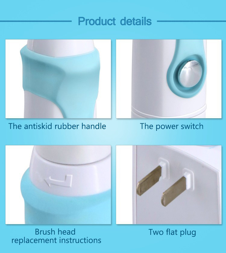 Kemei KM-907 Ultrasonic Electric Toothbrush Rechargeable IPX7 Waterproof -Blue