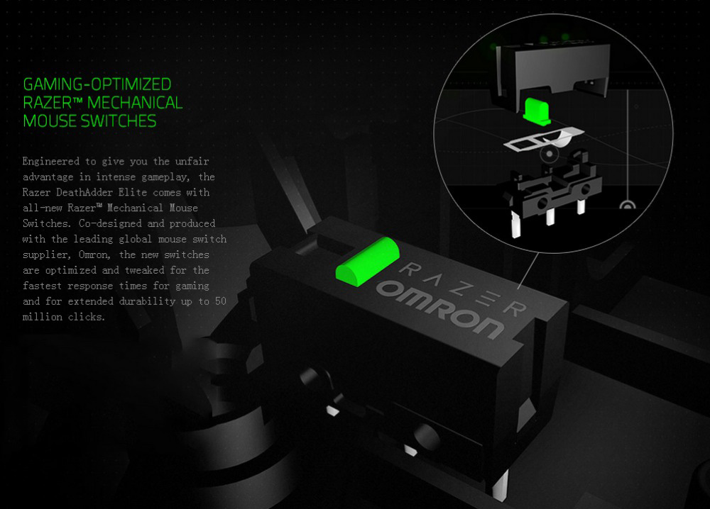 [HK Stock] Razer DeathAdder Elite Ergonomic Wired Gaming Mouse CHS Packaging 16000 DPI - Black