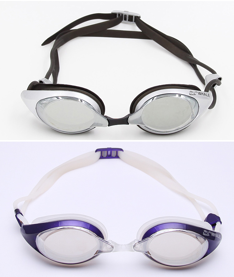 Whale Swimming Goggles Anti-fog UV Protection Wide Angle View Mirror Coating For Competition - Pink