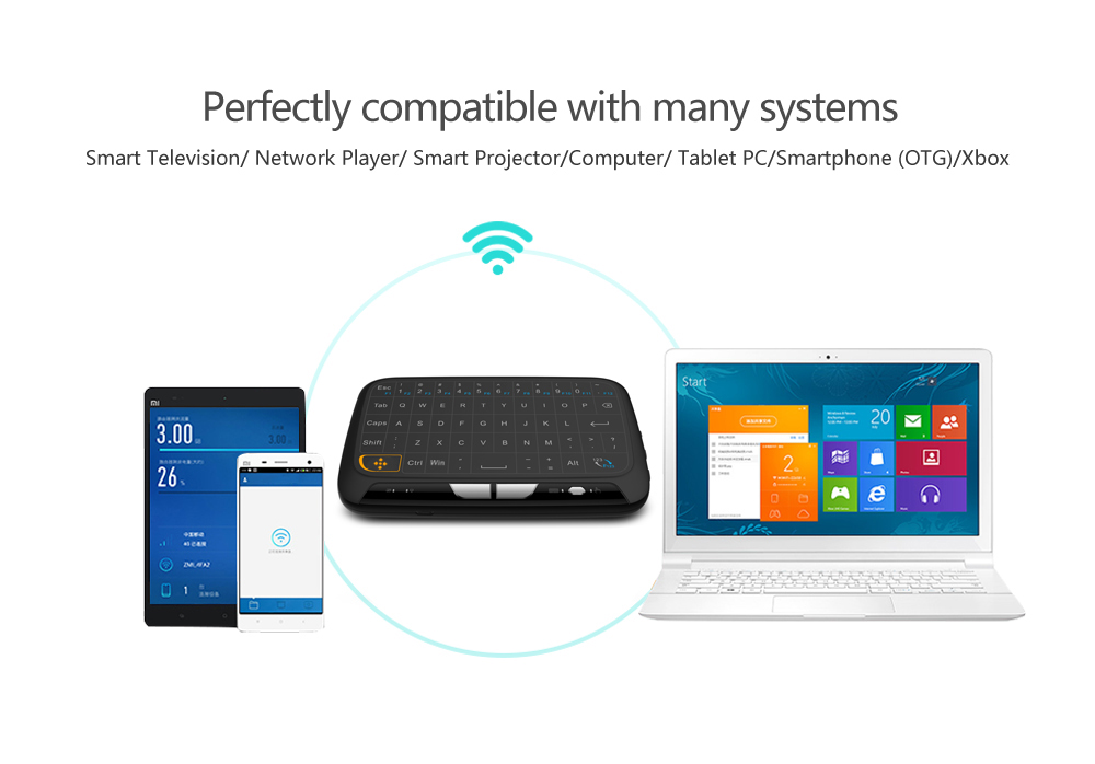 H18 Full Touchpad Mini Wireless Keyboard 2.4GHz Air Mouse for TV Box Pad IPTV PC HTPC HD Player