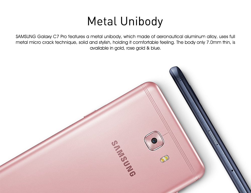 [HK Stock]SAMSUNG Galaxy C7 Pro C7010 5.7 Inch 4G LTE Smartphone 16.0MP+16.MP Cam 4GB RAM 64GB ROM Snapdragon 626 Octa Core Touch ID - Rose Gold