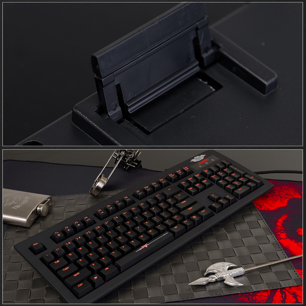 Ajazz Wired Mechanical Keyboard Cherry Blue Switch 104 Keys Anti-ghosting 5-key Programmable With Backlit - Black