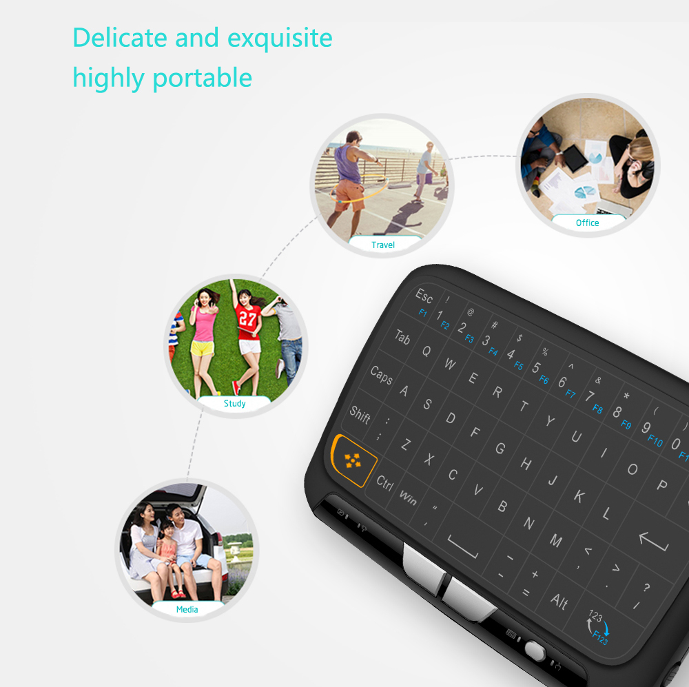 H18 Full Touchpad Mini Wireless Keyboard 2.4GHz Air Mouse for TV Box Pad IPTV PC HTPC HD Player