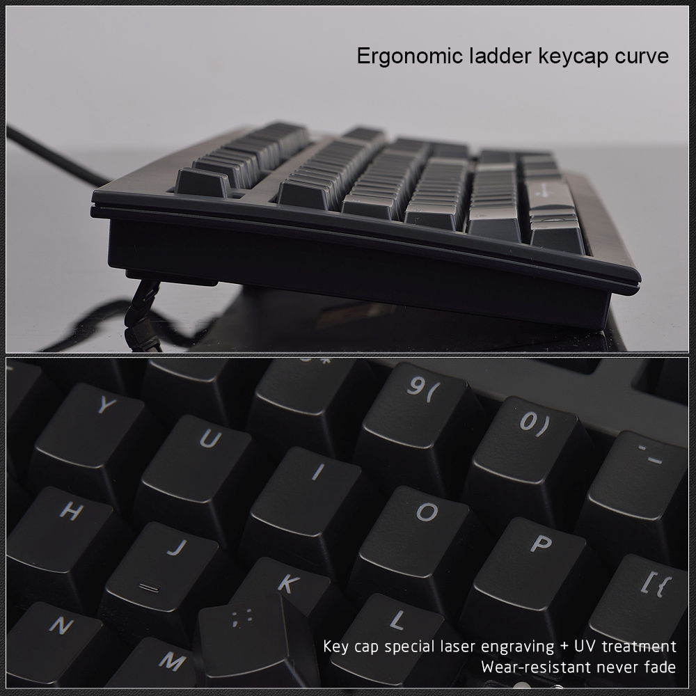 Ajazz Wired Mechanical Keyboard Cherry Blue Switch 104 Keys Anti-ghosting 5-key Programmable With Backlit - Black