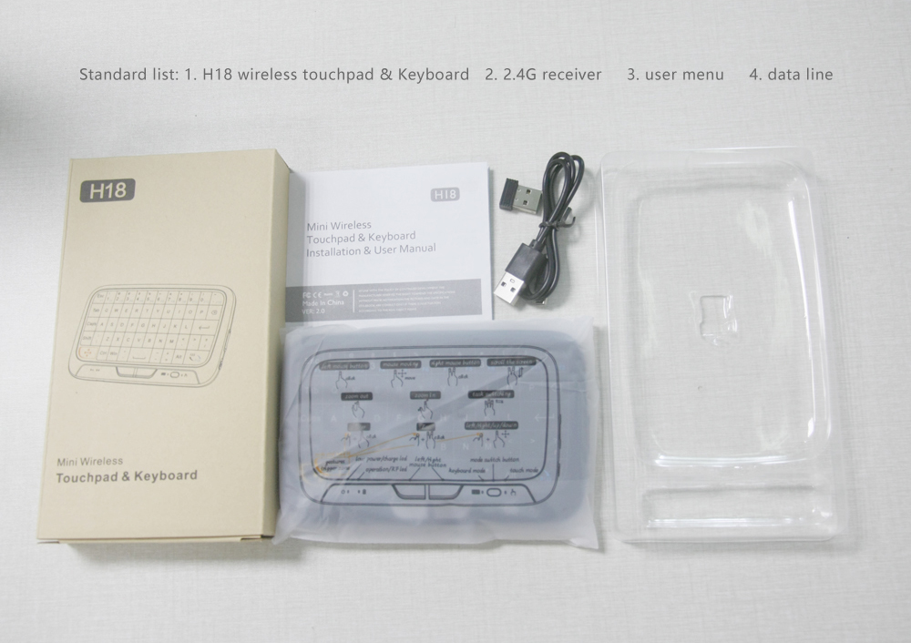 H18 Full Touchpad Mini Wireless Keyboard 2.4GHz Air Mouse for TV Box Pad IPTV PC HTPC HD Player