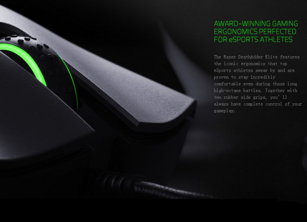 [HK Stock] Razer DeathAdder Elite Ergonomic Wired Gaming Mouse CHS Packaging 16000 DPI - Black