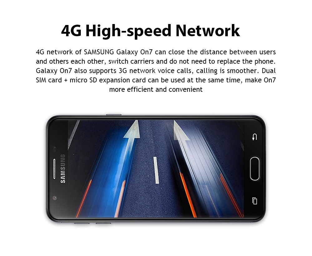 [HK Stock]SAMSUNG Galaxy On7 G6100 5.5 Inch 4G LTE Smartphone Snapdragon 625 Octa Core 3GB RAM 32GB ROM 13.0MP + 8.0MP Cam Touch ID - Black