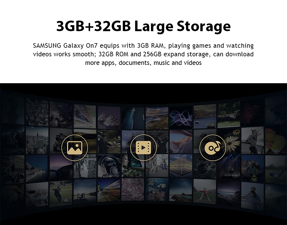 [HK Stock]SAMSUNG Galaxy On7 G6100 5.5 Inch 4G LTE Smartphone Snapdragon 625 Octa Core 3GB RAM 32GB ROM 13.0MP + 8.0MP Cam Touch ID - Black
