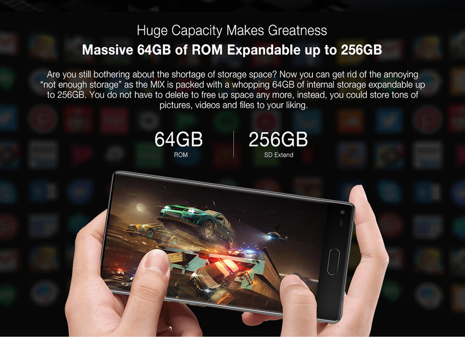 [HK Stock]Ulefone MIX 5.5 Inch Smartphone 4GB 64GB Dual Rear camera MT6750T Octa Core Android 7.0 Touch ID - Black