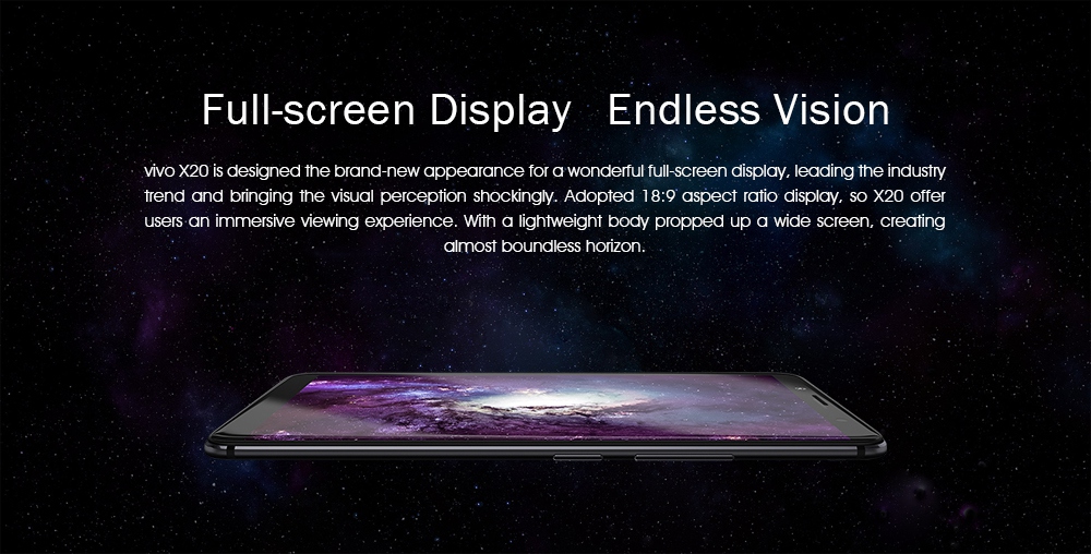 vivo X20 6.01 Inch 4G LTE Smartphone 12.0MP Dual Rear Camera Full Screen 4GB 64GB Snapdragon 660 Octa Core Android 7.1 Touch ID - Gold