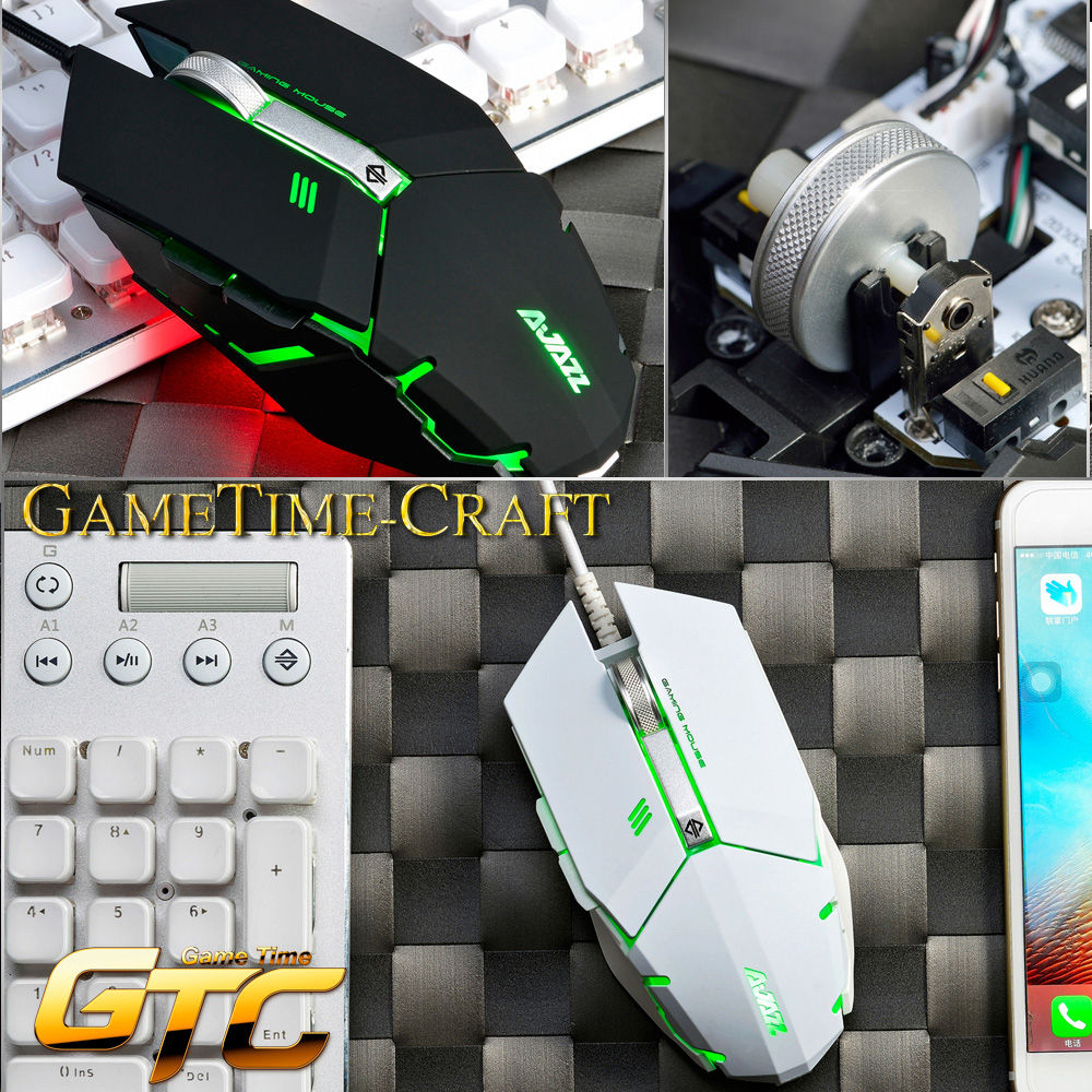 Ajazz GTC A5050 Wired Gaming Mouse Colorful Backlights 7 Keys Adjustable 2400 DPI Programmable Mouse - Black