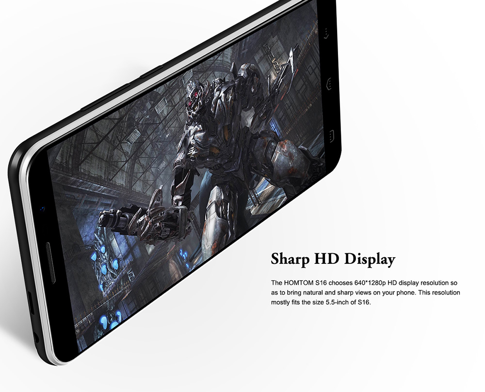 [HK Stock]HOMTOM S16 5.5 Inch Smartphone HD Screen MTK6580 Quad Core 2GB RAM 16GB ROM 8.0MP Cam Android 7.0 Touch ID 3000mAh - Black