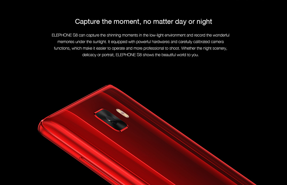 [HK Store]Elephone S8 6.0 Inch 4G LTE Smartphone 2K Full Screen Display Helio X25 Deca Core 4GB 64GB 21.0MP Cam Android 7.1 Touch ID 4000mAh  Qiuck Charge 3D Curved Glass Body - Black