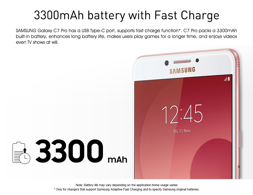 [HK Stock]SAMSUNG Galaxy C7 Pro C7010 5.7 Inch 4G LTE Smartphone 16.0MP+16.MP Cam 4GB RAM 64GB ROM Snapdragon 626 Octa Core Touch ID - Rose Gold