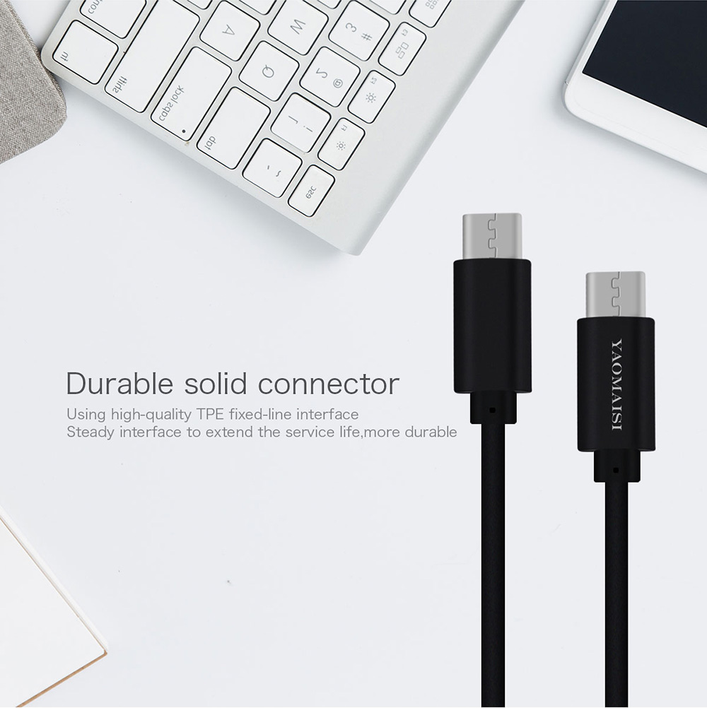 Yaomaisi USB Type-C to Type-C 1m Data Charging Cable for Android Tablet PCs Smartphones - Black