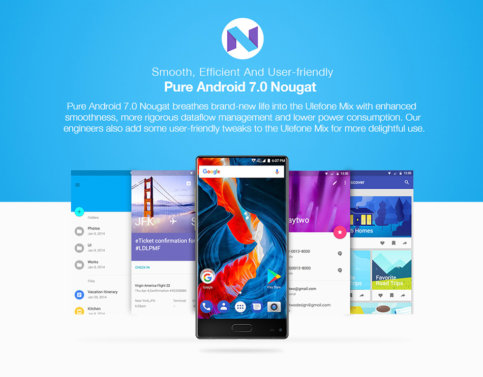 [HK Stock]Ulefone MIX 5.5 Inch Smartphone 4GB 64GB Dual Rear camera MT6750T Octa Core Android 7.0 Touch ID - Blue