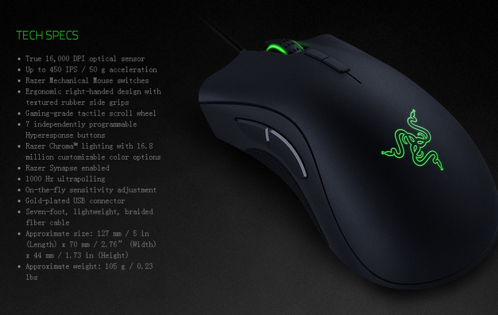 Razer Deathadder Elite Ergonomic Wired Gaming Mouse