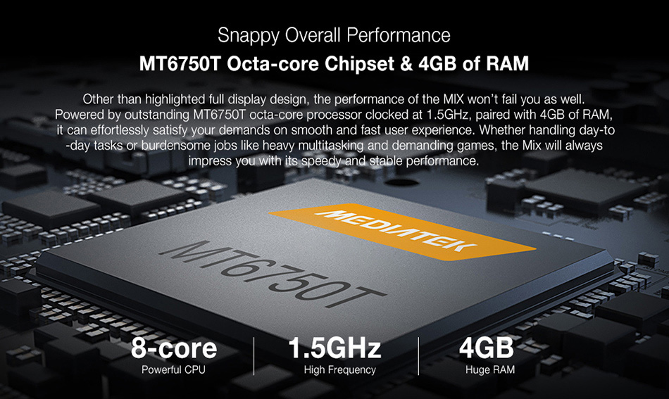 [HK Stock]Ulefone MIX 5.5 Inch Smartphone 4GB 64GB Dual Rear camera MT6750T Octa Core Android 7.0 Touch ID - Blue