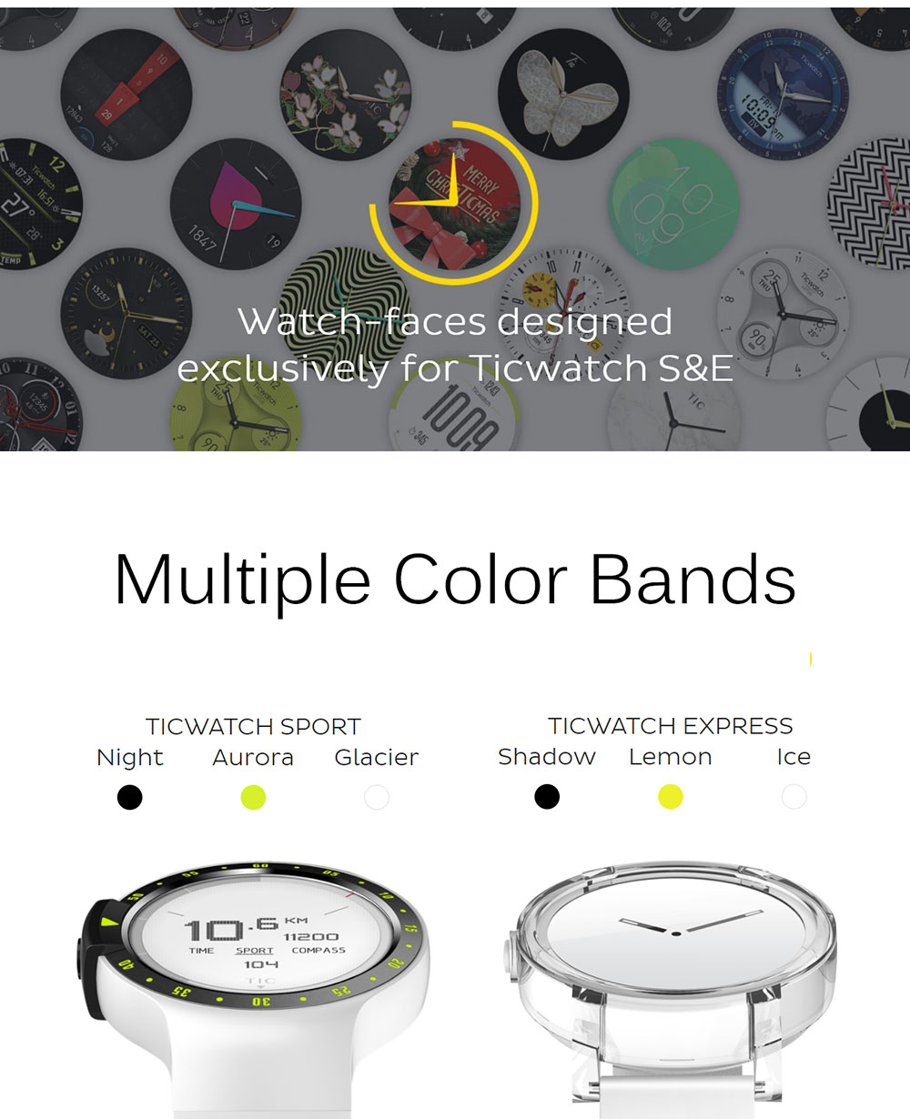 Ticwatch S Sports Smartwatch 1.2" OLED Display Dual Core MTK 2601 Android Wear Bluetooth Music GPS WIFI Compatible with iOS Android - Knight