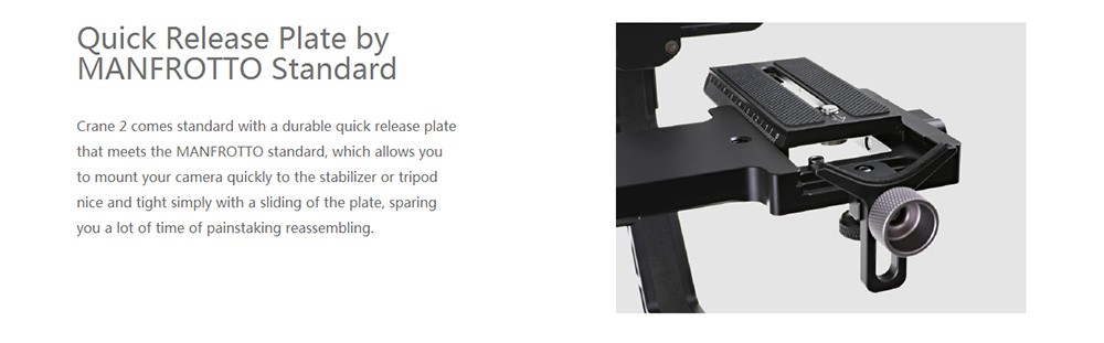 ZHIYUN Crane 2 3-Axis Brushless Handheld Stabilizer with Real-time Follow Focus - Black