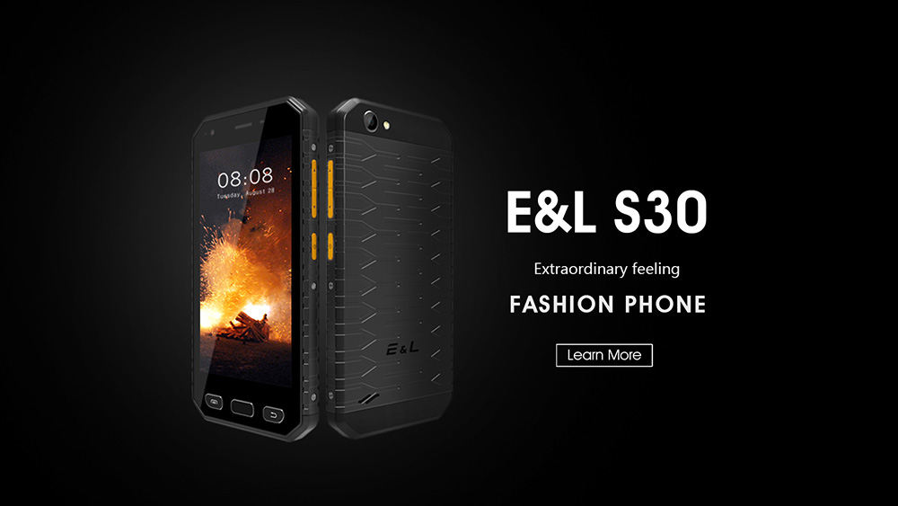 [HK Stock]E&L S30 4.7 Inch 4G LTE Smartphone IP68 Waterproof Corning Gorilla Glass Screen 2GB 16GB 13.0MP Cam MTK6737 Quad Core Android 7.0 Fast Charge - Black
