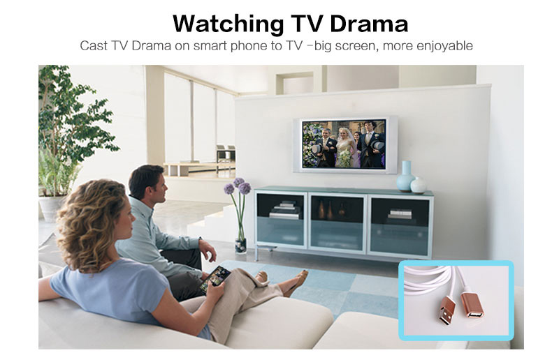 L3 Miracast/Airplay Mirroring Cable Support Android and iOS Devices - Black