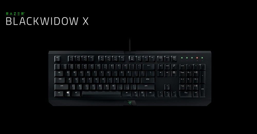 Razer BlackWidow X Standard Wired Gaming Mechanical Keyboard 104 Keys US Layout Razer Green Switch - Black