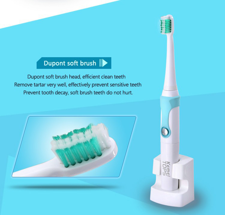 Kemei KM-907 Ultrasonic Electric Toothbrush Rechargeable IPX7 Waterproof -Blue